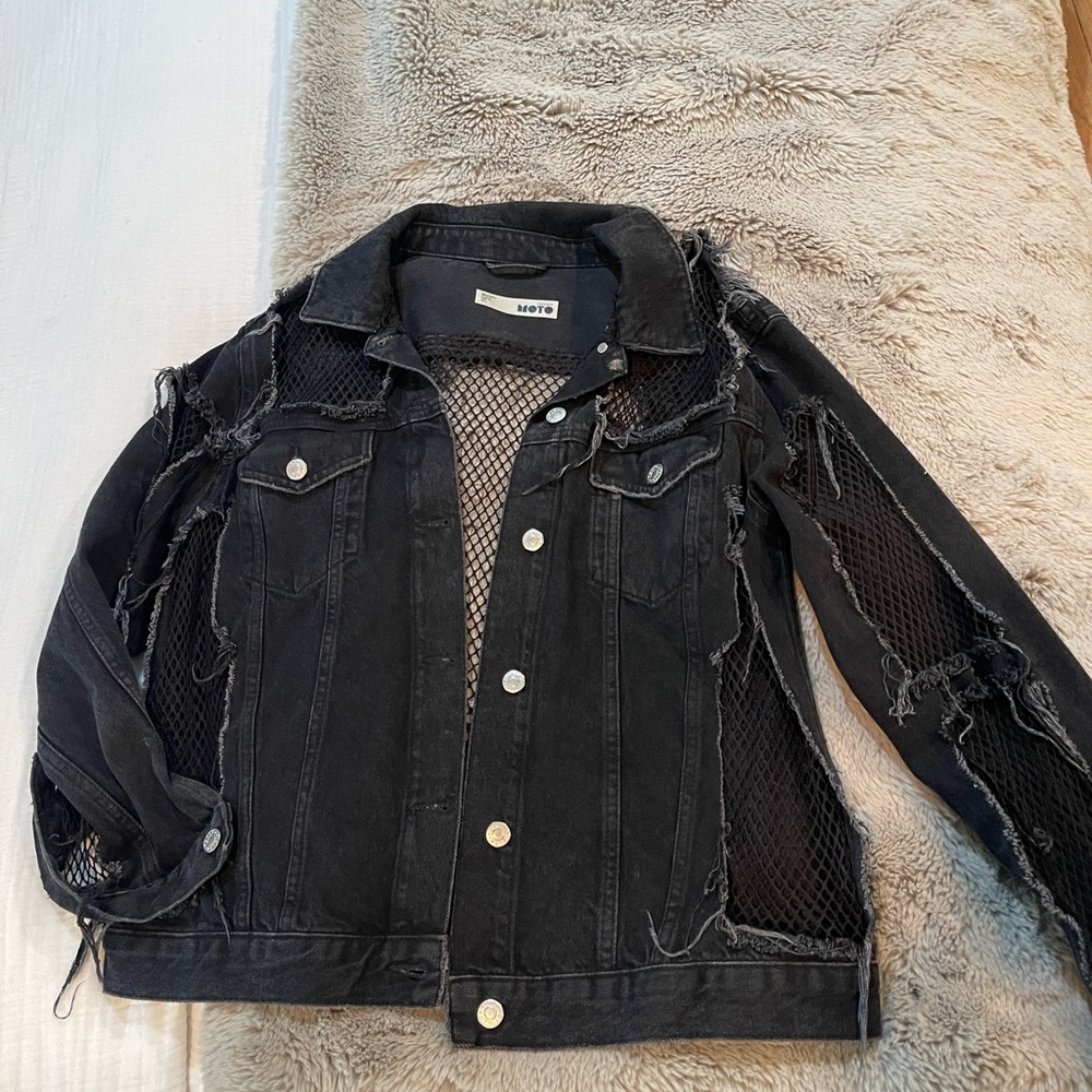 Top shop black denim jacket size 12